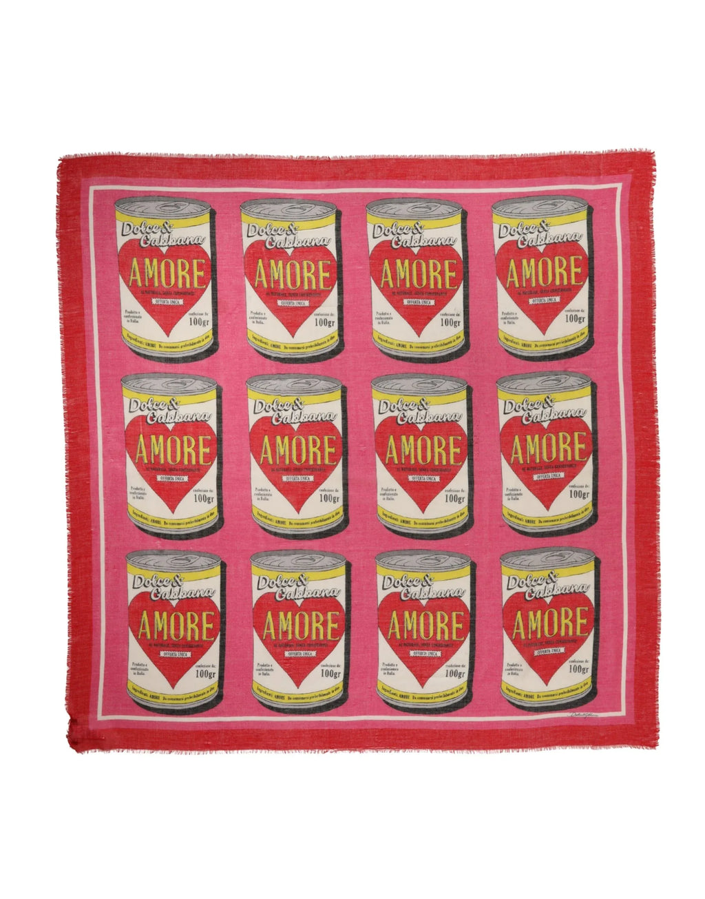 Dolce & Gabbana Pink DG Amore Print Neck Square Shawl 140cm x 140cm Scarf - Zeiniez