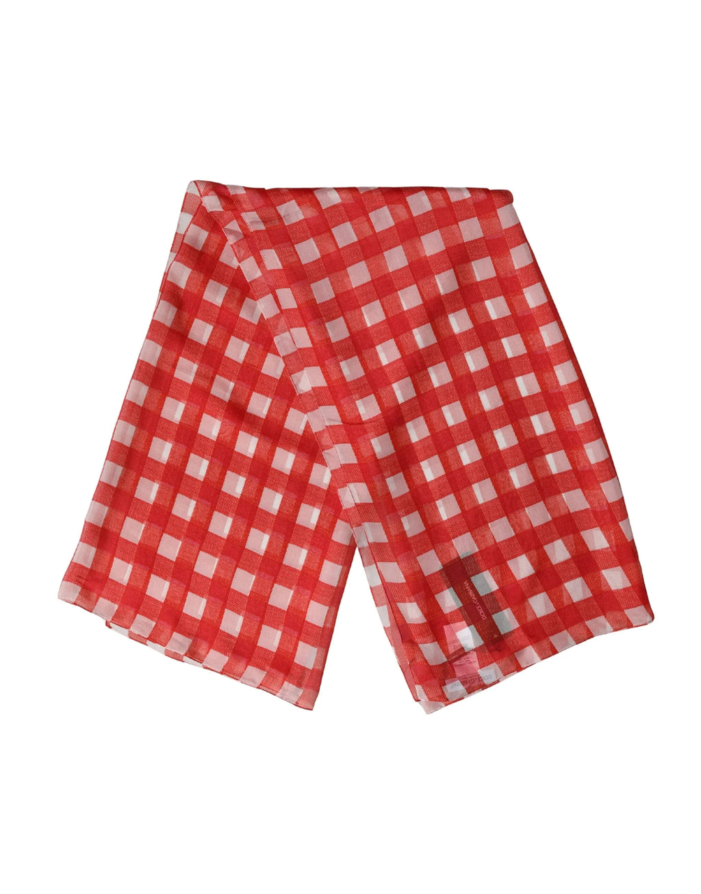 Dolce & Gabbana White Red Check Silk Wrap Foulard 118cm x 118cm Scarf - Zeiniez