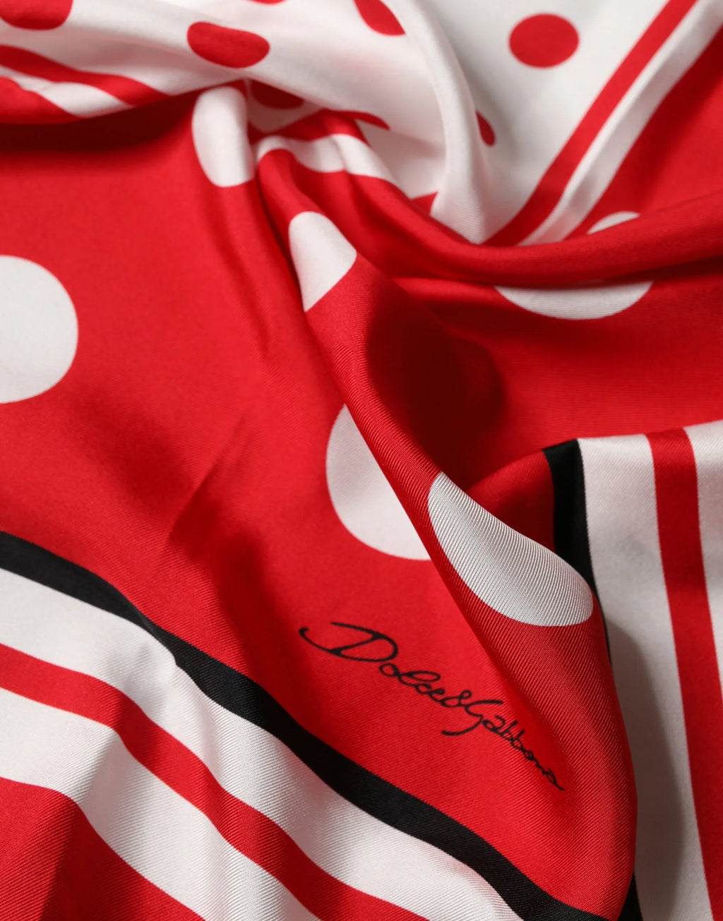 Dolce & Gabbana Red White Polka Dot Square Foulard 90cm x 88cm Scarf - Zeiniez