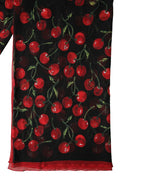 Dolce & Gabbana Black Cherry Print Silk Shawl Stole 190cm x 122cm Scarf - Zeiniez