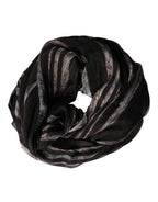 Dolce & Gabbana Black Stripes Silk Wrap Shawl Stole 193cm x 131cm Scarf - Zeiniez