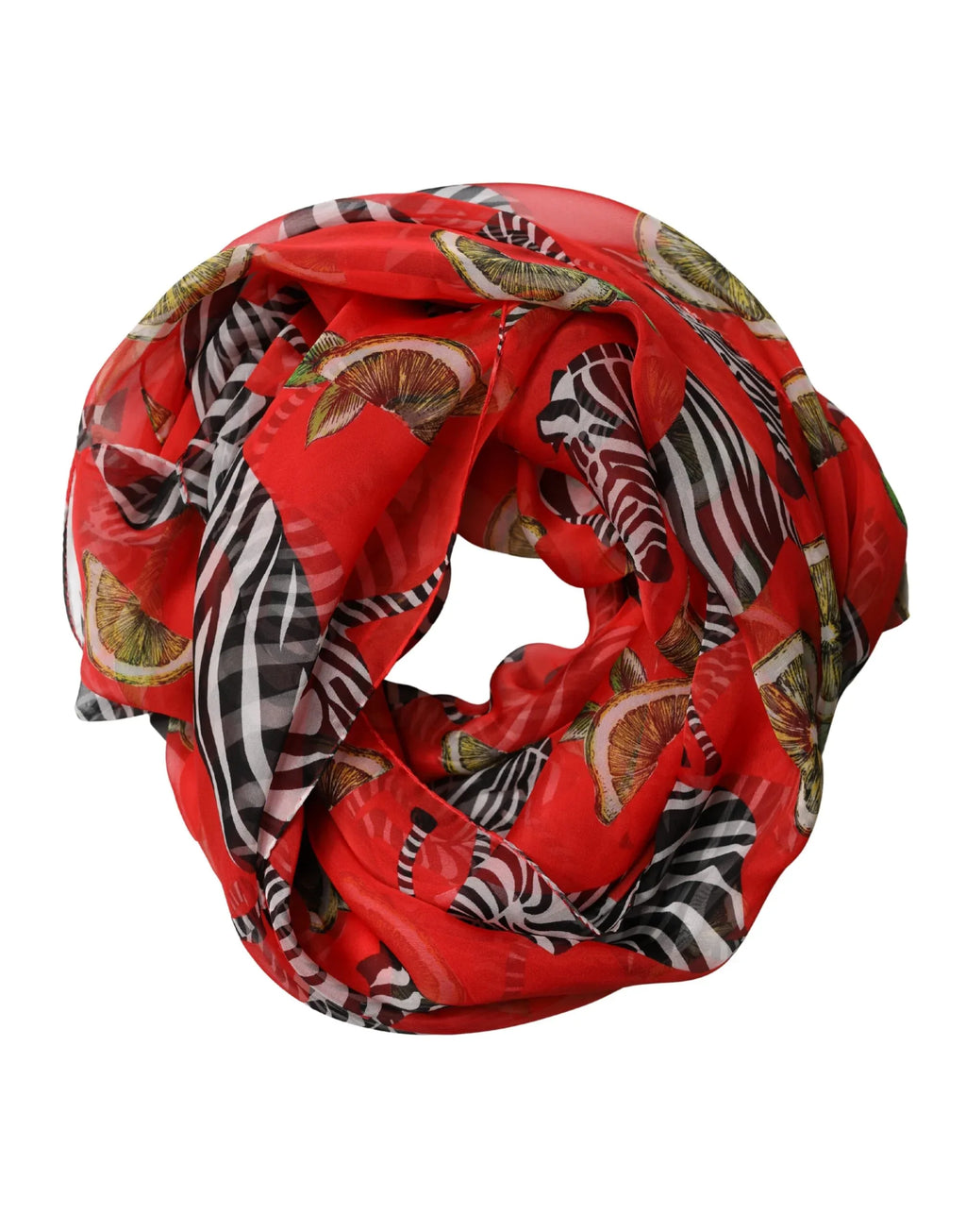 Dolce & Gabbana Red Zebra Print Silk Wrap Shawl Stole 200cm x 132cm Scarf - Zeiniez
