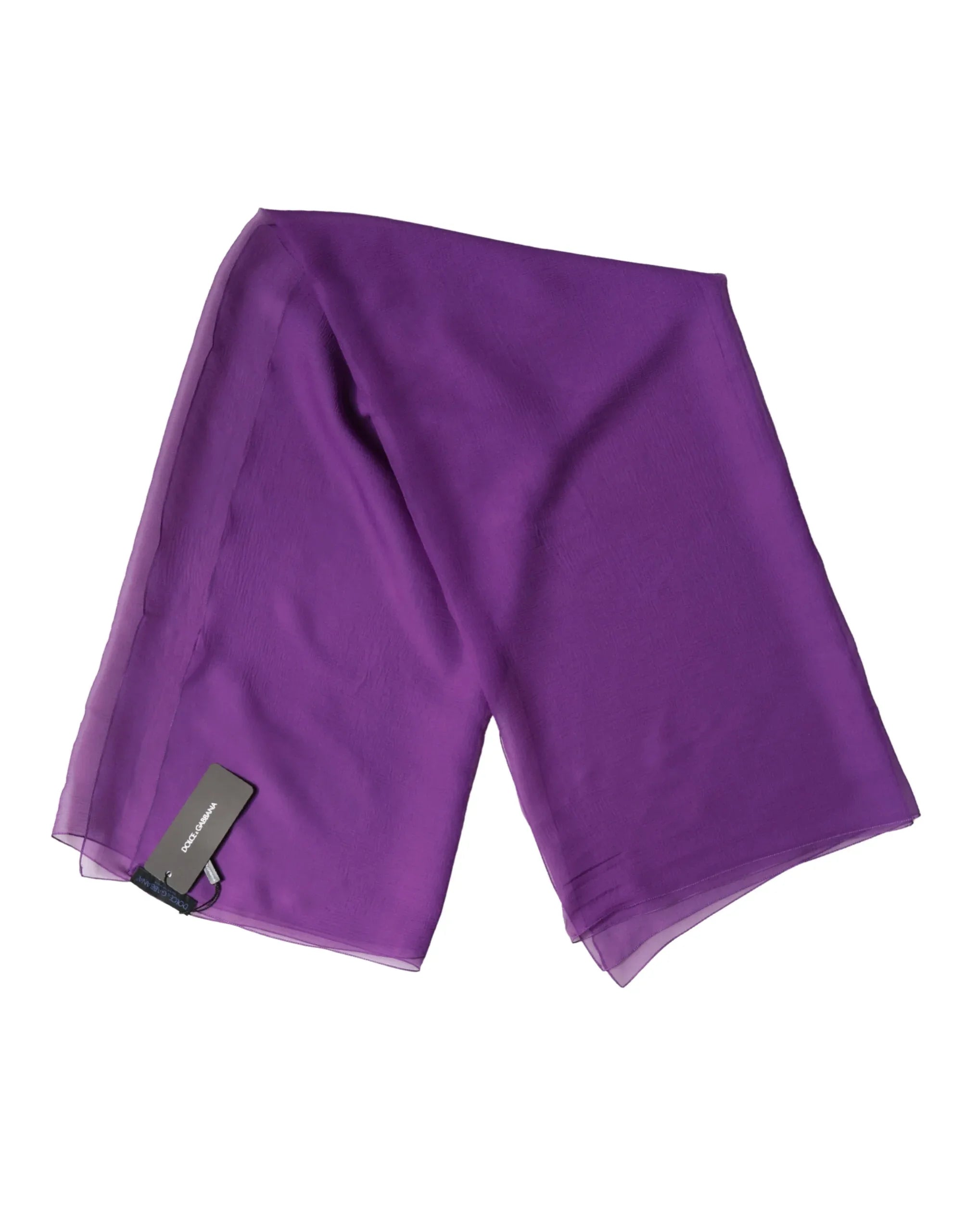 Dolce & Gabbana Purple Silk Neck Wrap Shawl Foulard 134cm x 131cm Scarf - Zeiniez