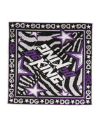 Dolce & Gabbana Black Purple DG King Cotton Foulard 51cm x 49.5cm Scarf - Zeiniez