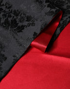 Dolce & Gabbana Red Black Silk Floral Fringe Neck Wrap Scarf - Zeiniez