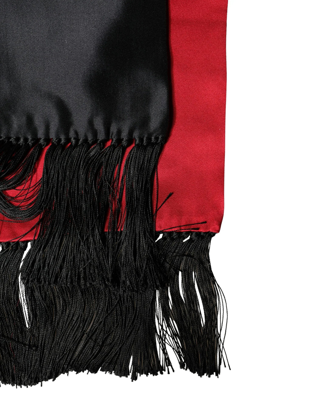 Dolce & Gabbana Red Black Silk Floral Fringe Neck Wrap Scarf - Zeiniez