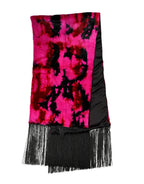 Dolce & Gabbana Pink Black Faux Fur Neck Wrap Fringes 200cm x 59cm Scarf - Zeiniez