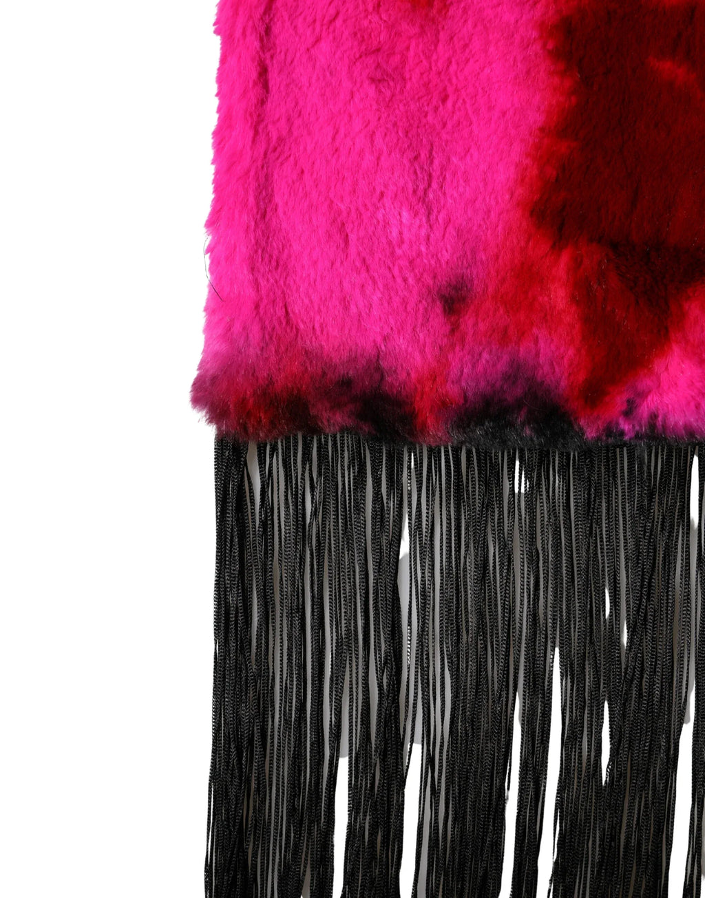 Dolce & Gabbana Pink Black Faux Fur Neck Wrap Fringes 200cm x 59cm Scarf - Zeiniez