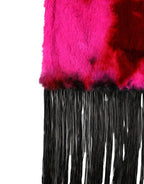 Dolce & Gabbana Pink Black Faux Fur Neck Wrap Fringes 200cm x 59cm Scarf - Zeiniez