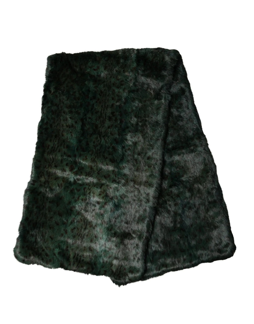 Dolce & Gabbana Black Green Stripe Fur Shawl Neck Wrap 180cm x49cm Scarf - Zeiniez