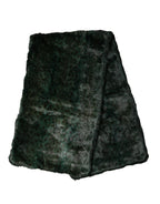 Dolce & Gabbana Black Green Stripe Fur Shawl Neck Wrap 180cm x49cm Scarf - Zeiniez