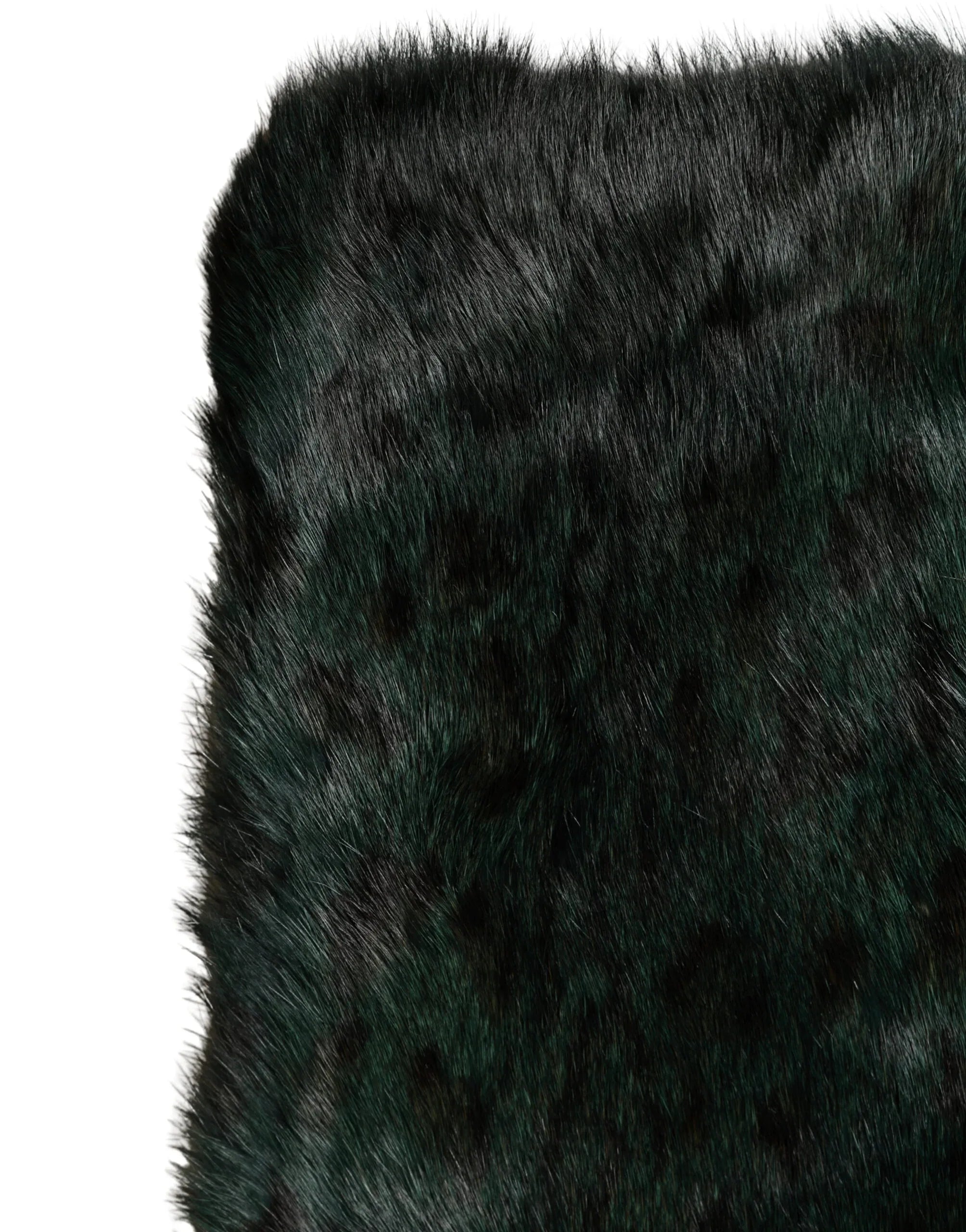 Dolce & Gabbana Black Green Stripe Fur Shawl Neck Wrap 180cm x49cm Scarf - Zeiniez