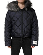 Dolce & Gabbana Black Quilted Fur Shearling Hooded Jacket - Zeiniez