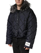 Dolce & Gabbana Black Quilted Fur Shearling Hooded Jacket - Zeiniez