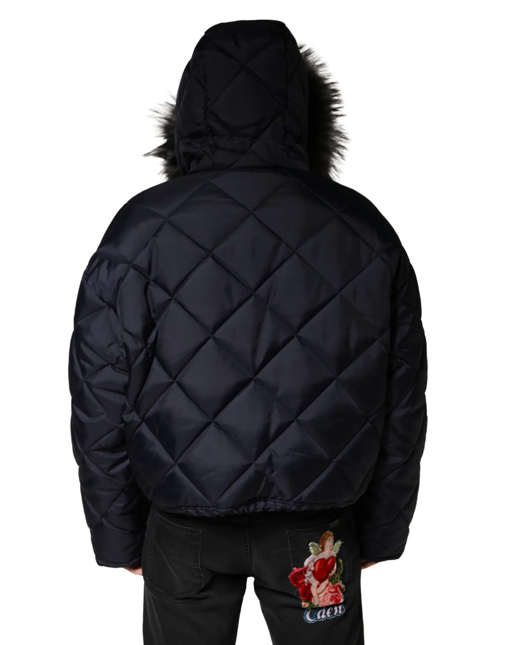 Dolce & Gabbana Black Quilted Fur Shearling Hooded Jacket - Zeiniez