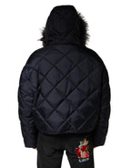 Dolce & Gabbana Black Quilted Fur Shearling Hooded Jacket - Zeiniez