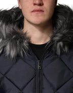 Dolce & Gabbana Black Quilted Fur Shearling Hooded Jacket - Zeiniez