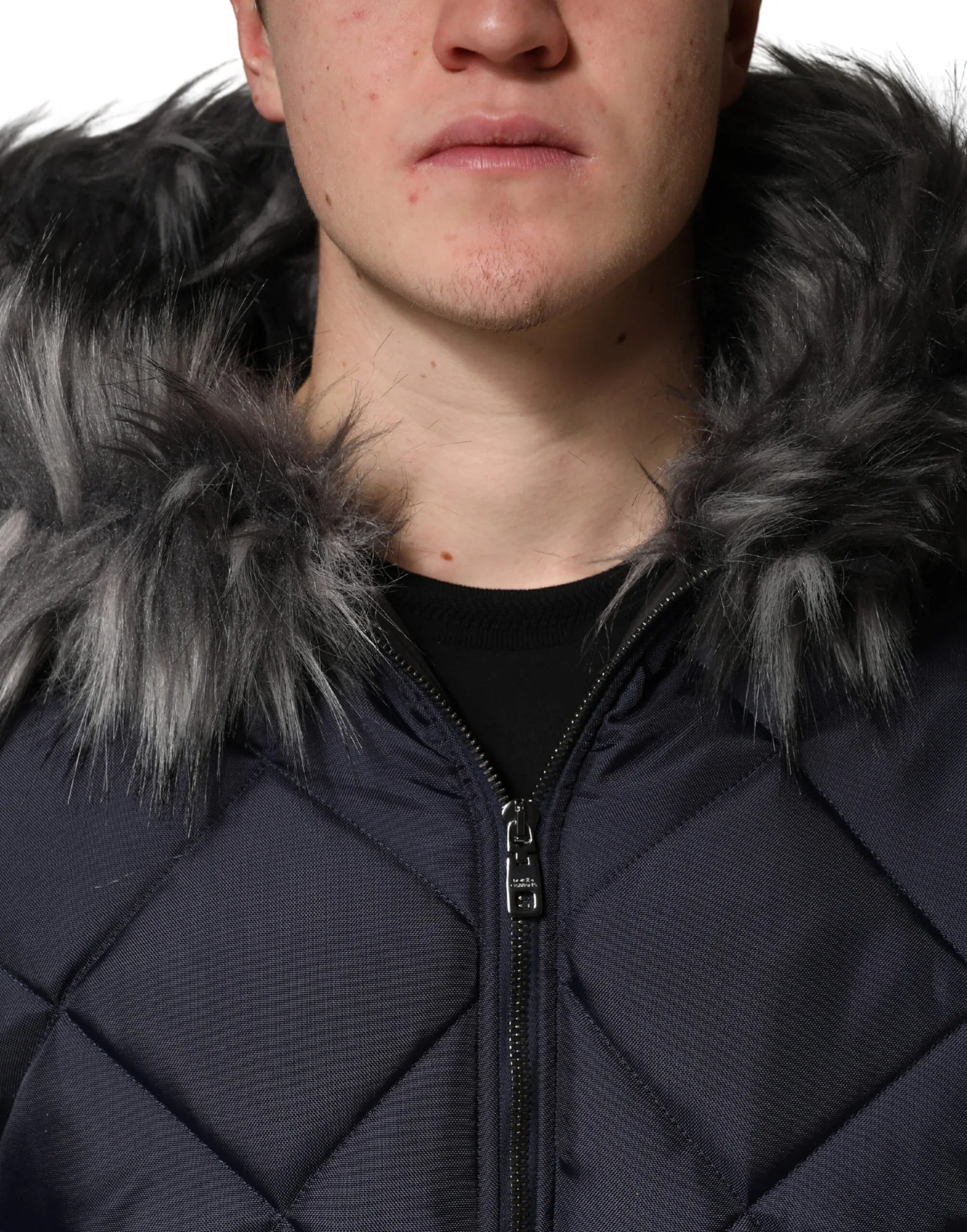 Dolce & Gabbana Black Quilted Fur Shearling Hooded Jacket - Zeiniez