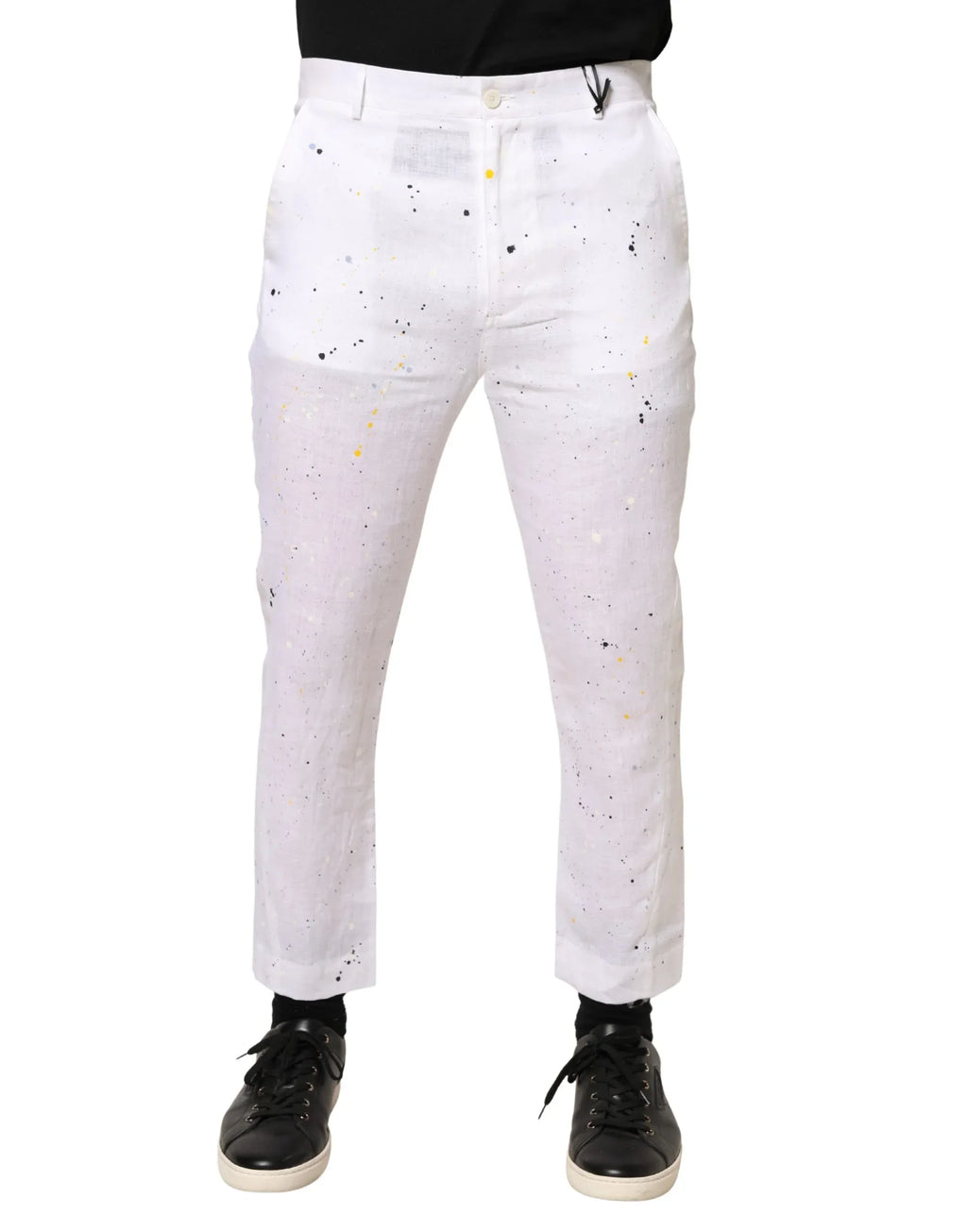 Daniele Alessandrini White Paint Print SkinnyFit Trouser Pants - Zeiniez