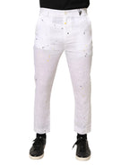 Daniele Alessandrini White Paint Print SkinnyFit Trouser Pants - Zeiniez