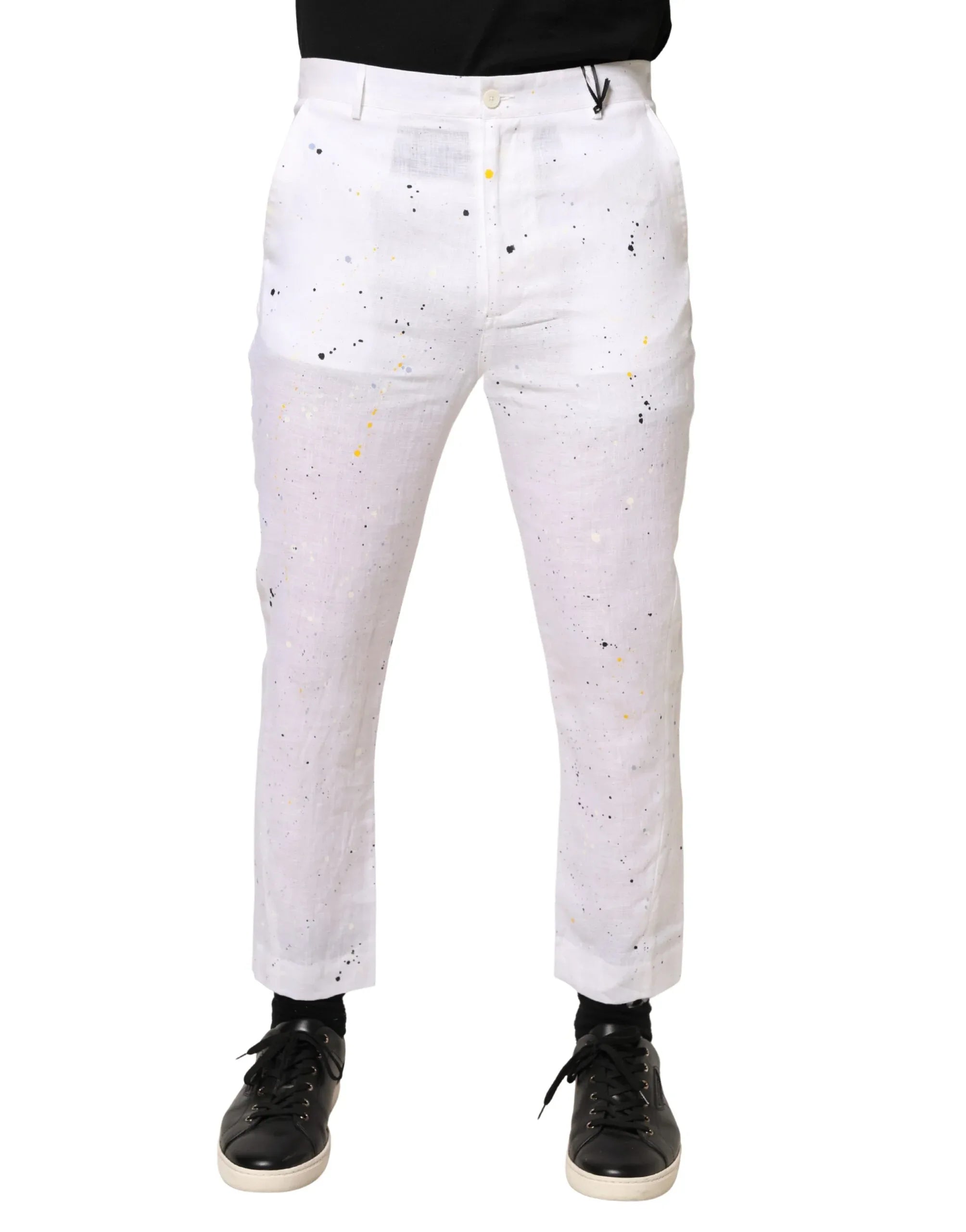 Daniele Alessandrini White Paint Print SkinnyFit Trouser Pants - Zeiniez