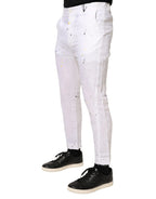 Daniele Alessandrini White Paint Print SkinnyFit Trouser Pants - Zeiniez