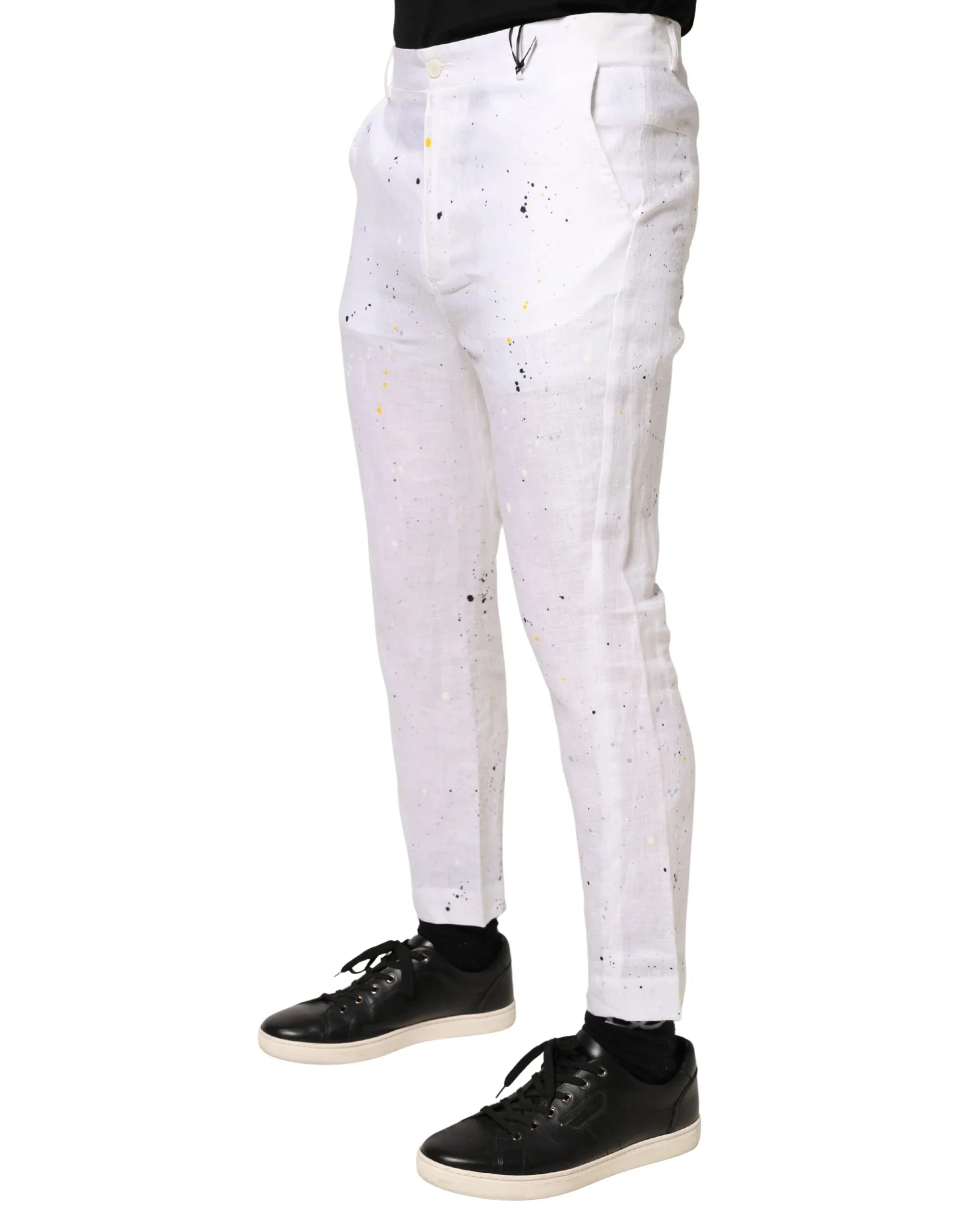 Daniele Alessandrini White Paint Print SkinnyFit Trouser Pants - Zeiniez