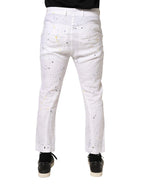 Daniele Alessandrini White Paint Print SkinnyFit Trouser Pants - Zeiniez