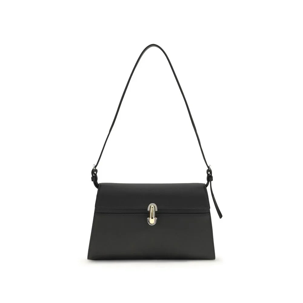 Savette Black Calf Leather Bos Taurus Shoulder Bag - Zeiniez