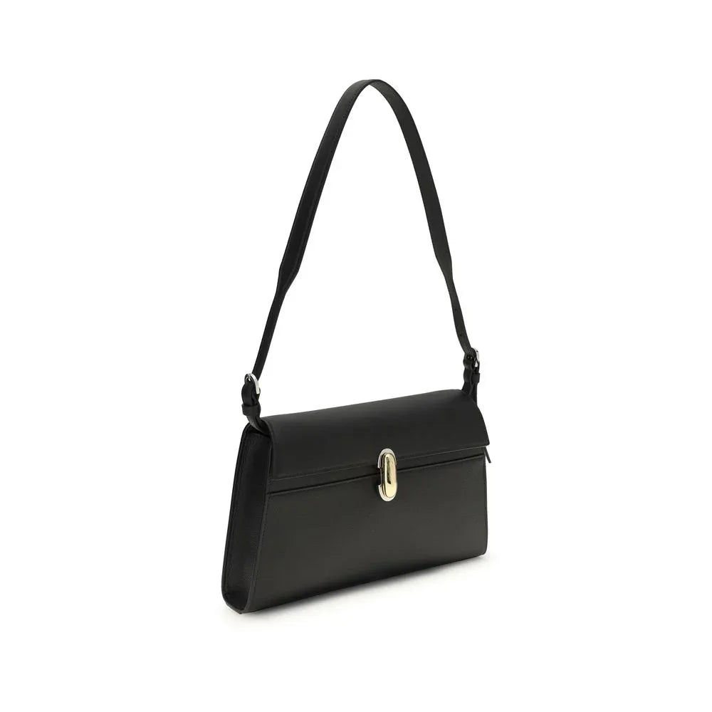 Savette Black Calf Leather Bos Taurus Shoulder Bag - Zeiniez