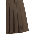 Miu Miu Brown Cotton Mini Skirt - Zeiniez
