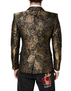 Dolce & Gabbana Gold Jacquard Single Breasted Tuxedo Blazer - Zeiniez