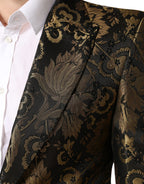 Dolce & Gabbana Gold Jacquard Single Breasted Tuxedo Blazer - Zeiniez
