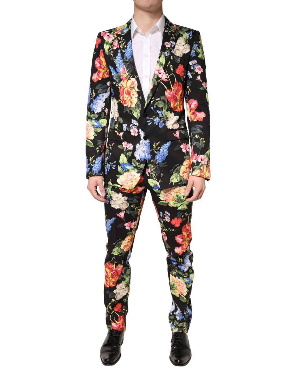 Dolce & Gabbana Black Floral Single Breasted MARTINI 2 Piece Suit - Zeiniez