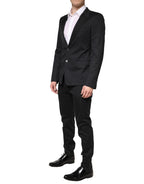 Dolce & Gabbana Black Cotton Single Breasted 2 Piece Suit