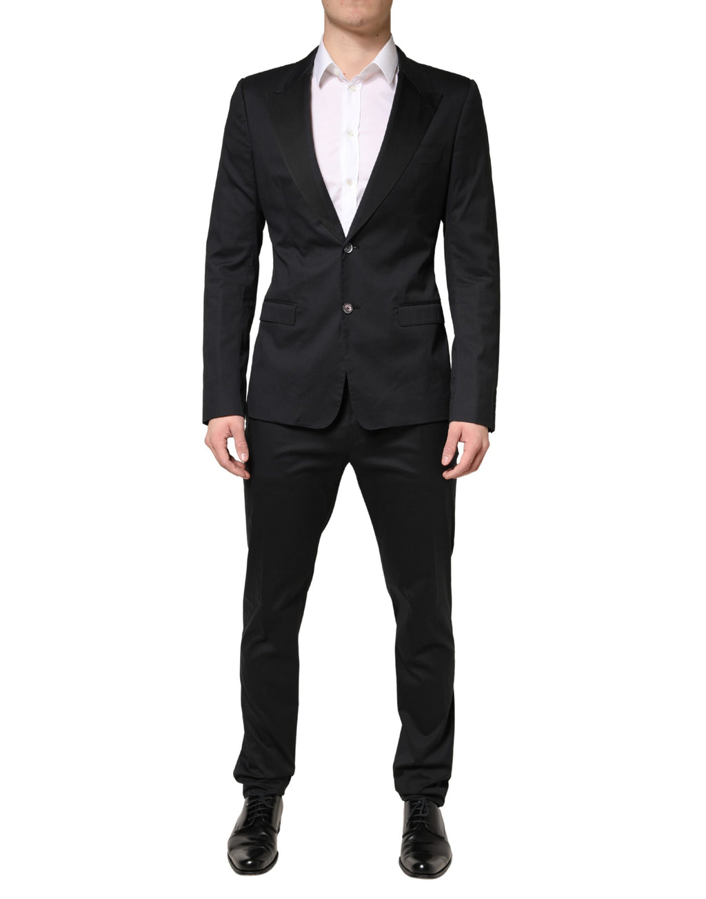 Dolce & Gabbana Black Cotton Single Breasted 2 Piece Suit