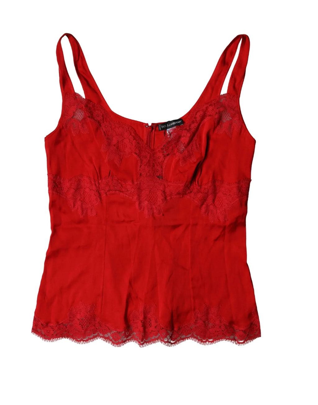 Dolce & Gabbana Red Silk Floral Lace Lingerie Top Underwear - Zeiniez