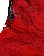 Dolce & Gabbana Red Silk Floral Lace Lingerie Top Underwear - Zeiniez