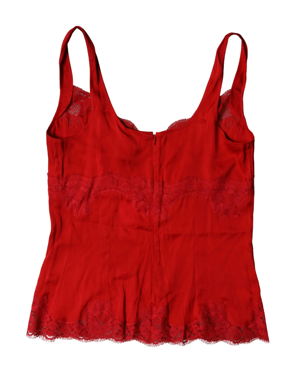 Dolce & Gabbana Red Silk Floral Lace Lingerie Top Underwear - Zeiniez