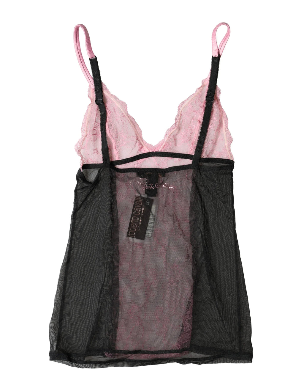 Roberto Cavalli Black Pink Floral Lace Lingerie Top Underwear - Zeiniez