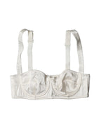 Dolce & Gabbana White Silk Satin Underwire Bra Semi Pad Underwear - Zeiniez