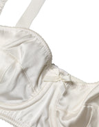Dolce & Gabbana White Silk Satin Underwire Bra Semi Pad Underwear - Zeiniez