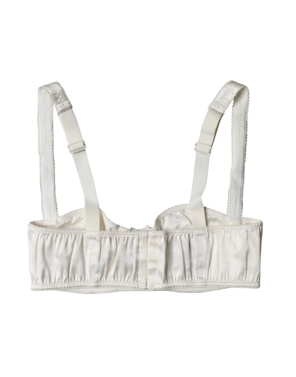 Dolce & Gabbana White Silk Satin Underwire Bra Semi Pad Underwear - Zeiniez