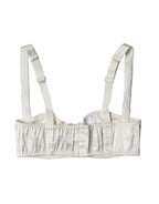 Dolce & Gabbana White Silk Satin Underwire Bra Semi Pad Underwear - Zeiniez