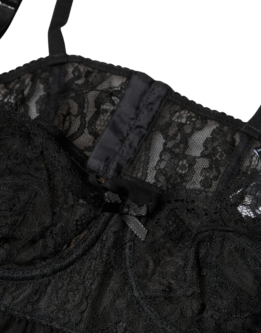 Dolce & Gabbana Black Silk Floral Lace Lingerie Top Underwear