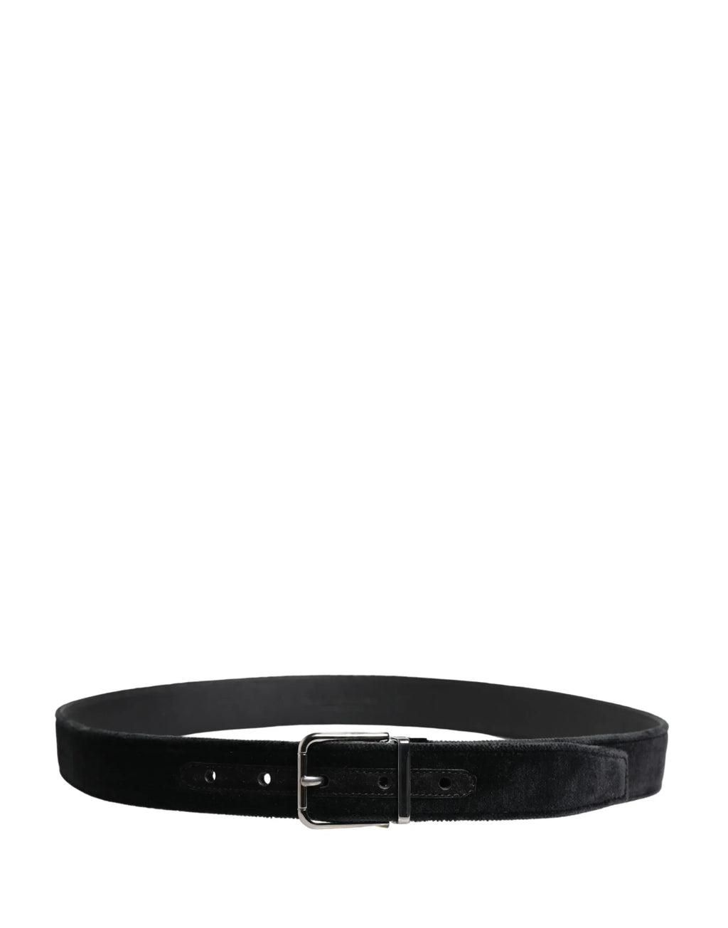 Dolce & Gabbana Black Suede Silver Tone Metal Buckle Men Belt - Zeiniez