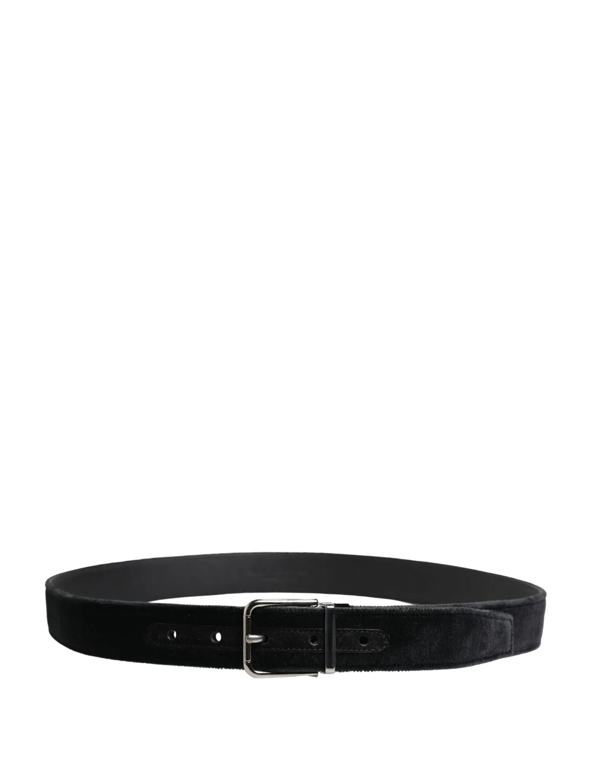 Dolce & Gabbana Black Suede Silver Tone Metal Buckle Men Belt - Zeiniez