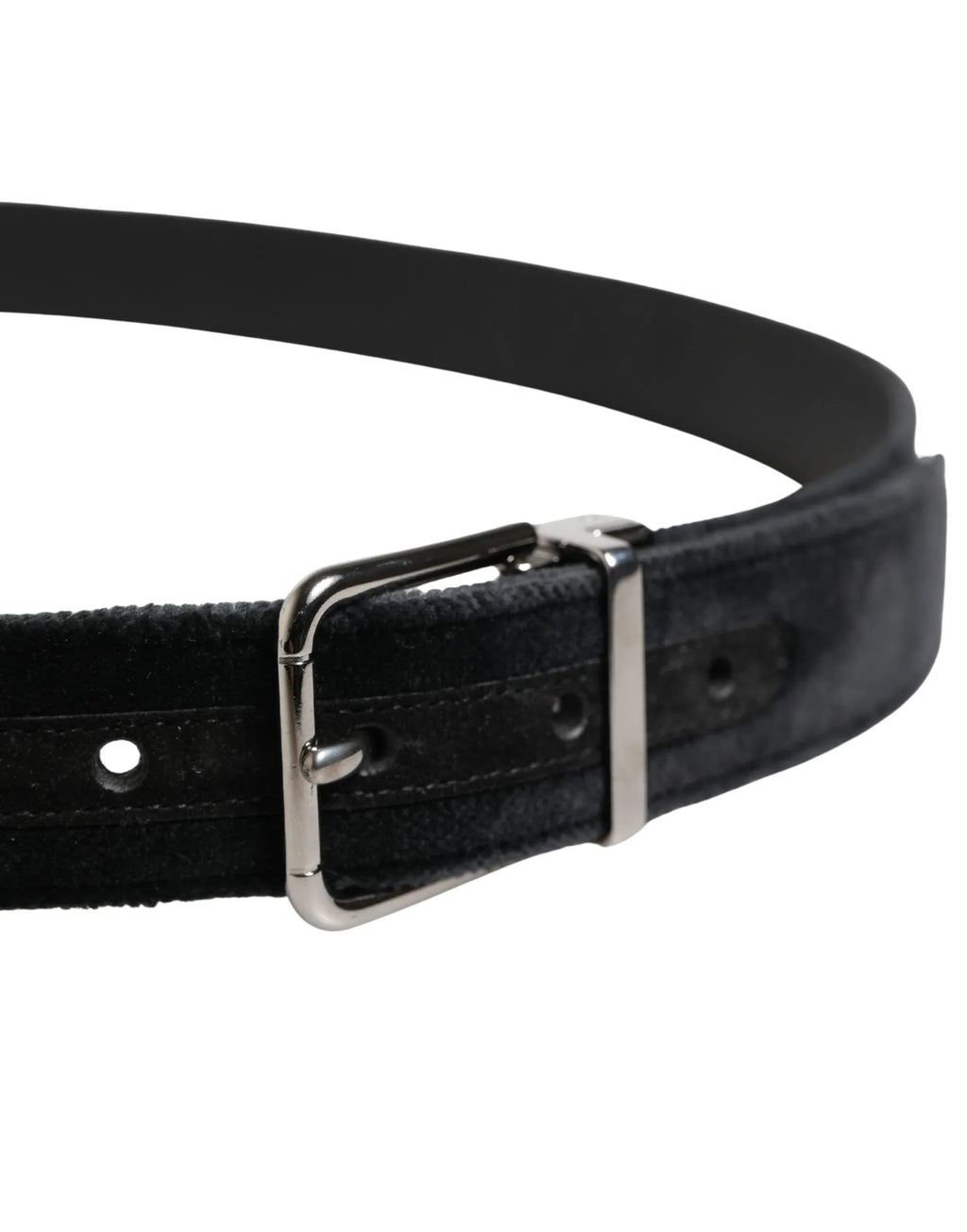 Dolce & Gabbana Black Suede Silver Tone Metal Buckle Men Belt - Zeiniez