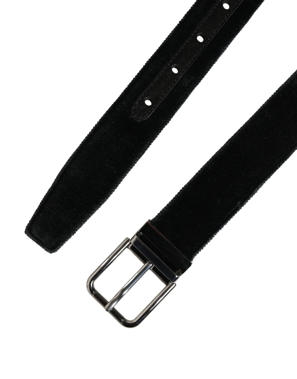 Dolce & Gabbana Black Suede Silver Tone Metal Buckle Men Belt - Zeiniez