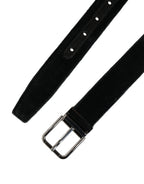 Dolce & Gabbana Black Suede Silver Tone Metal Buckle Men Belt - Zeiniez